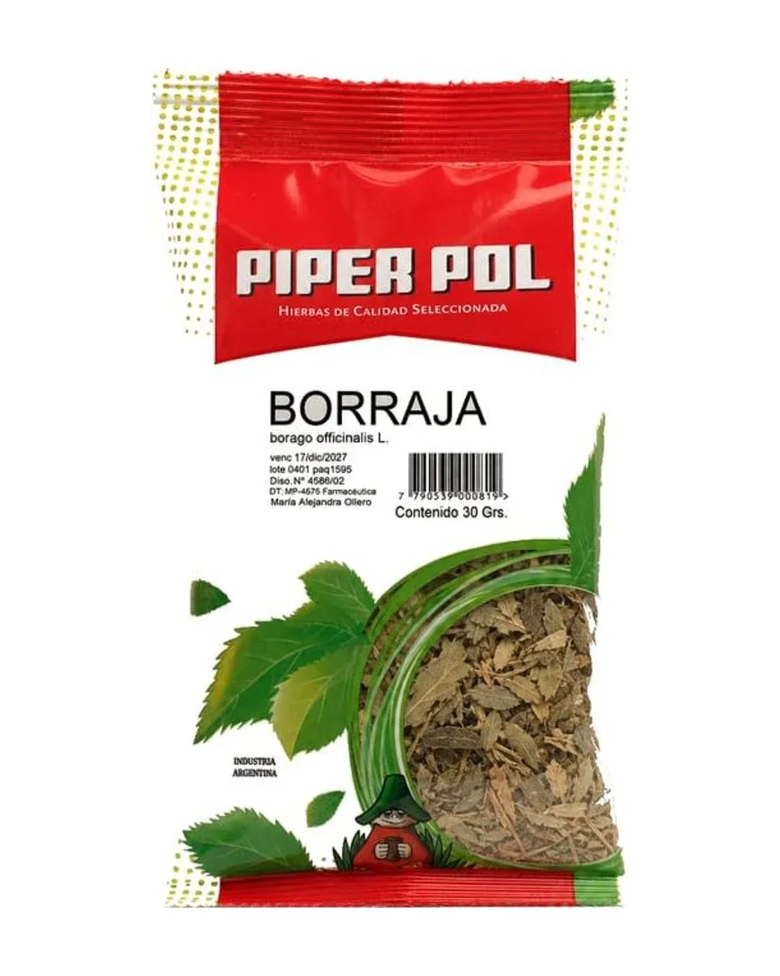 Envase de hierbas de Borraja, Piperpol