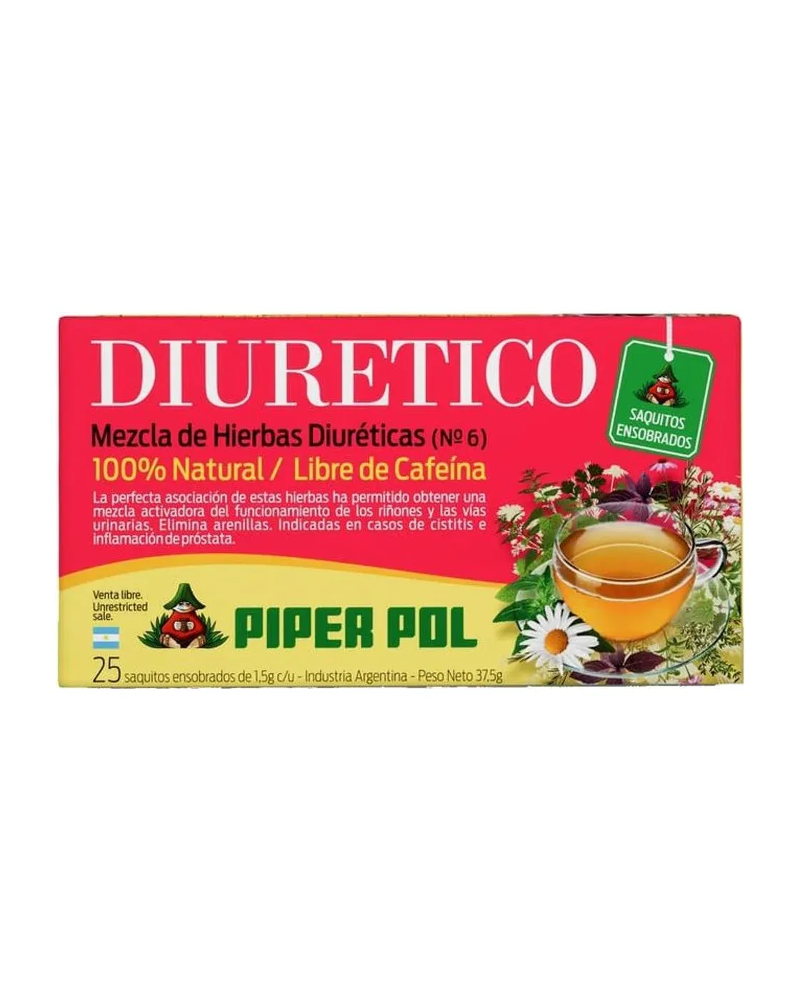 Envase de saquitos de Diurético, Piperpol