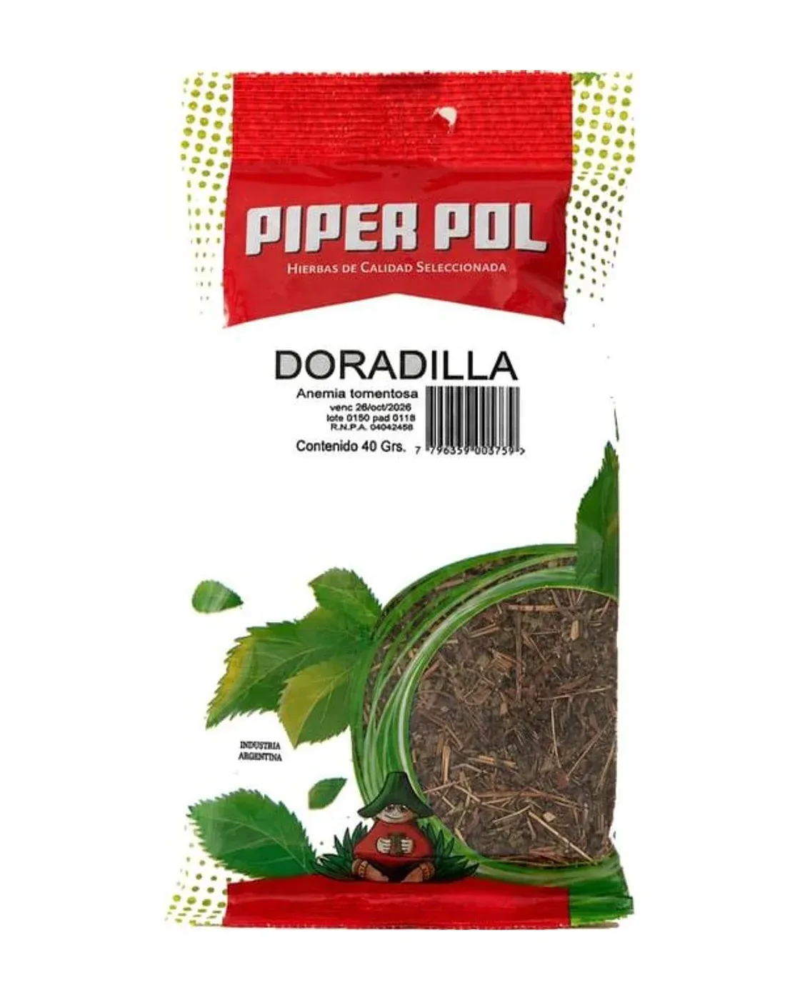 Envase de hierbas de Doradilla, Piperpol