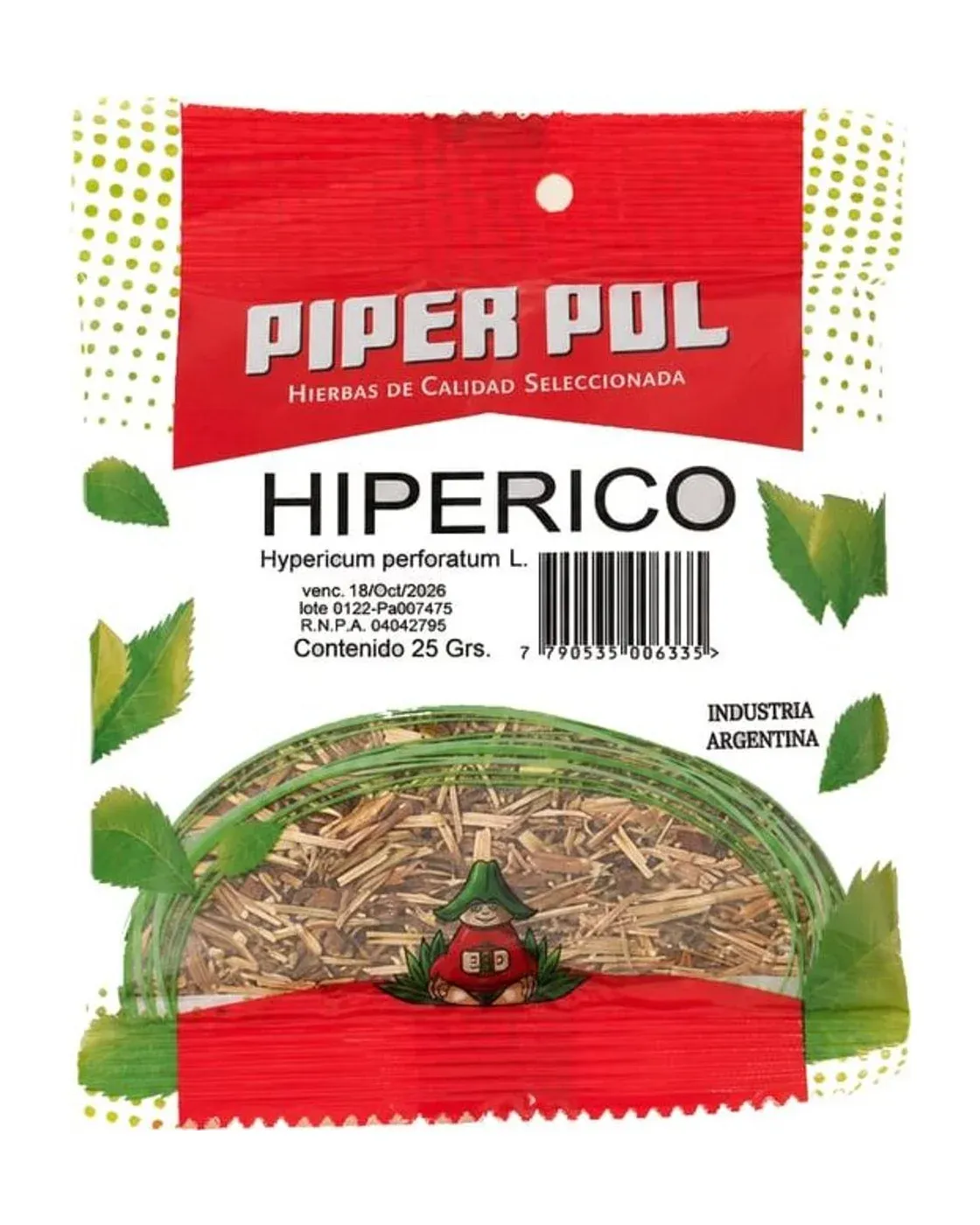 Envase de hierbas de Hipérico, Piperpol
