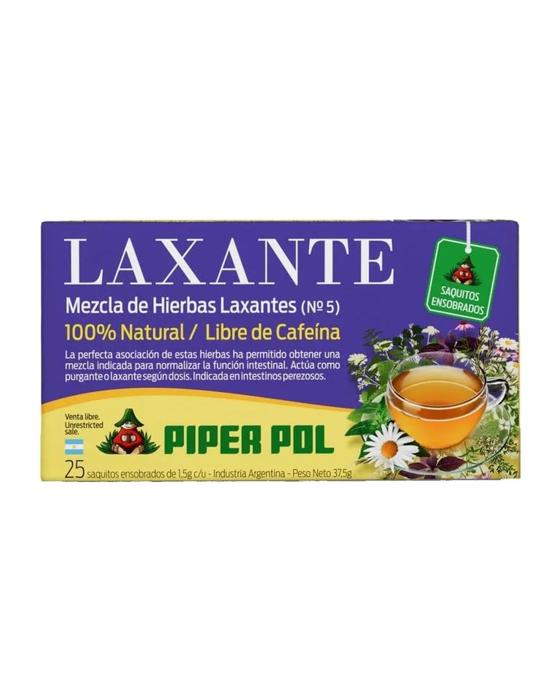 Envase de saquitos de Laxante, Piperpol