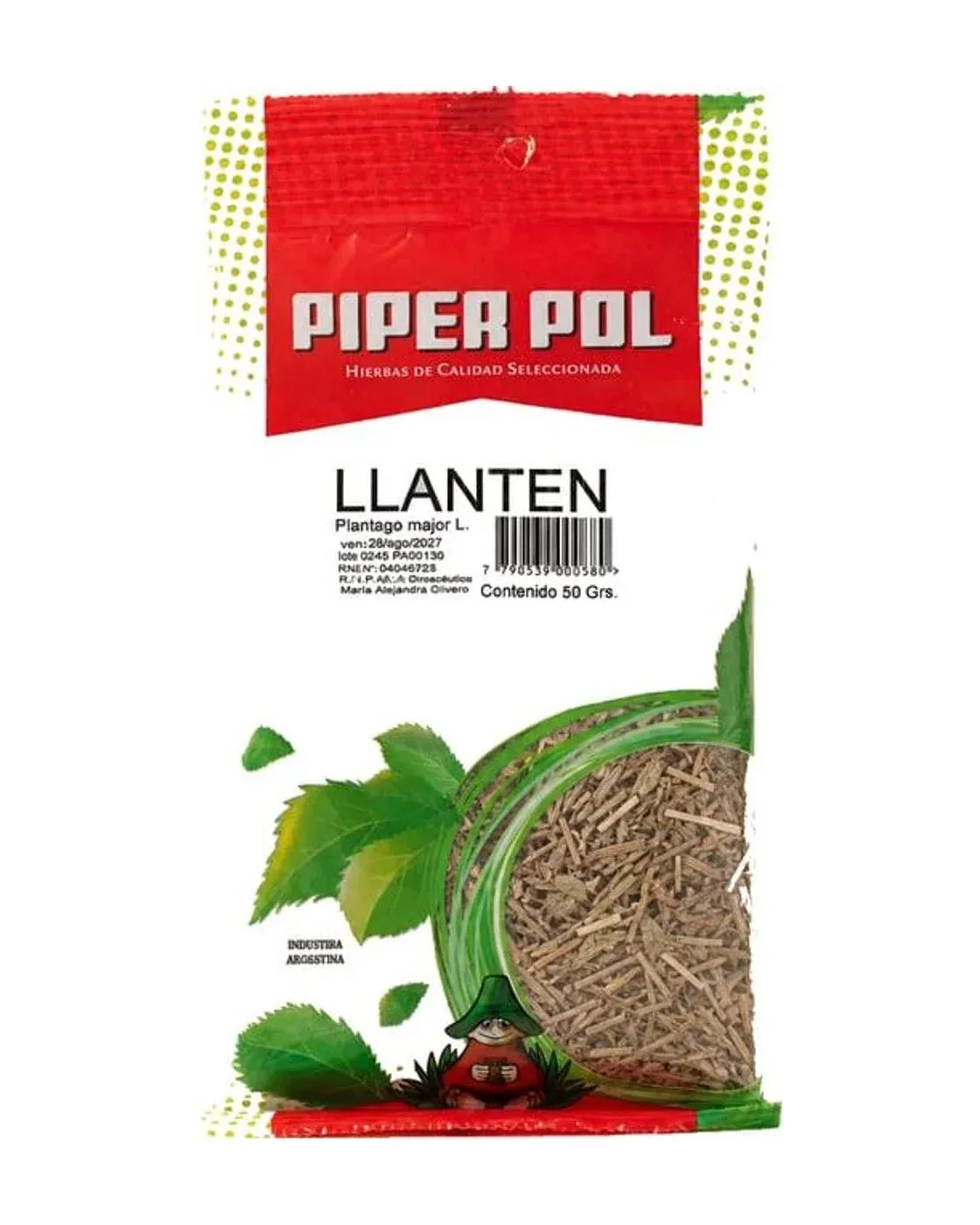 Envase de hierbas de Llantén, Piperpol