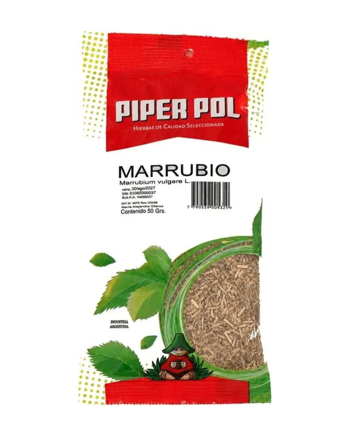 Envase de hierbas de Marrubio, Piperpol
