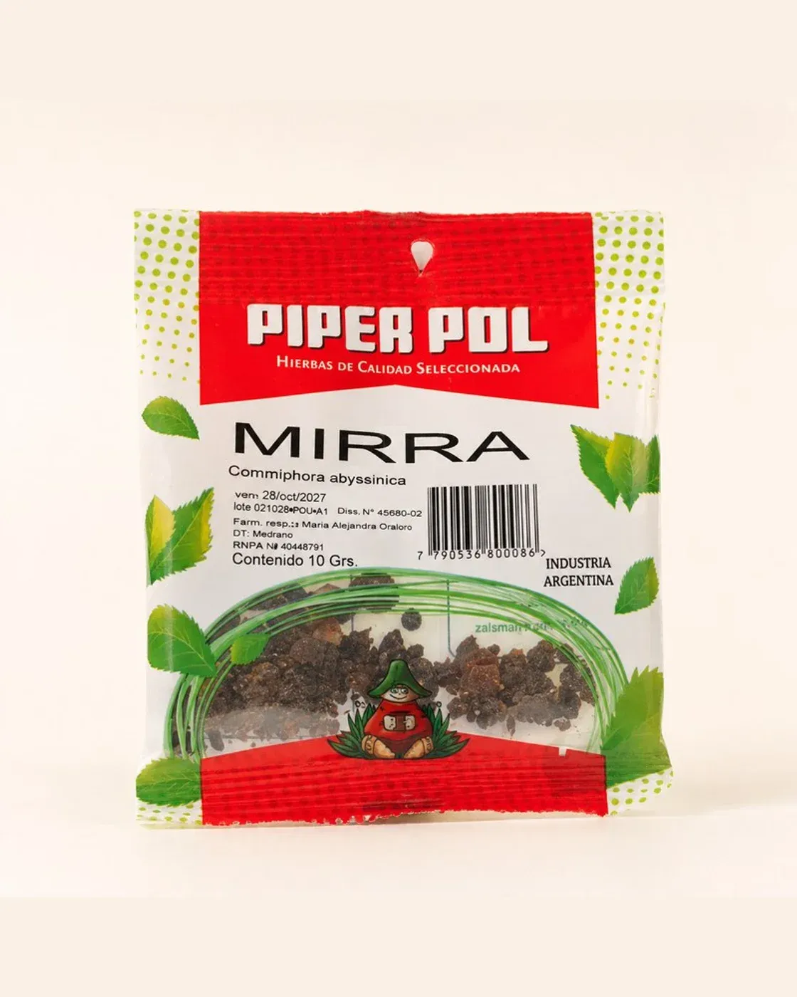 Envase de hierbas de Mirra, Piperpol