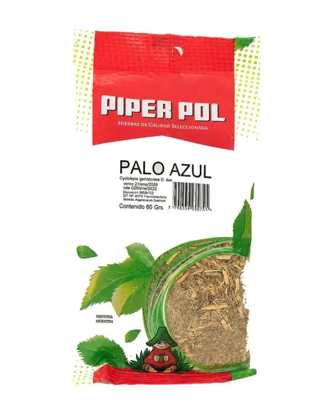 Envase de hierbas de Palo Azul, Piperpol