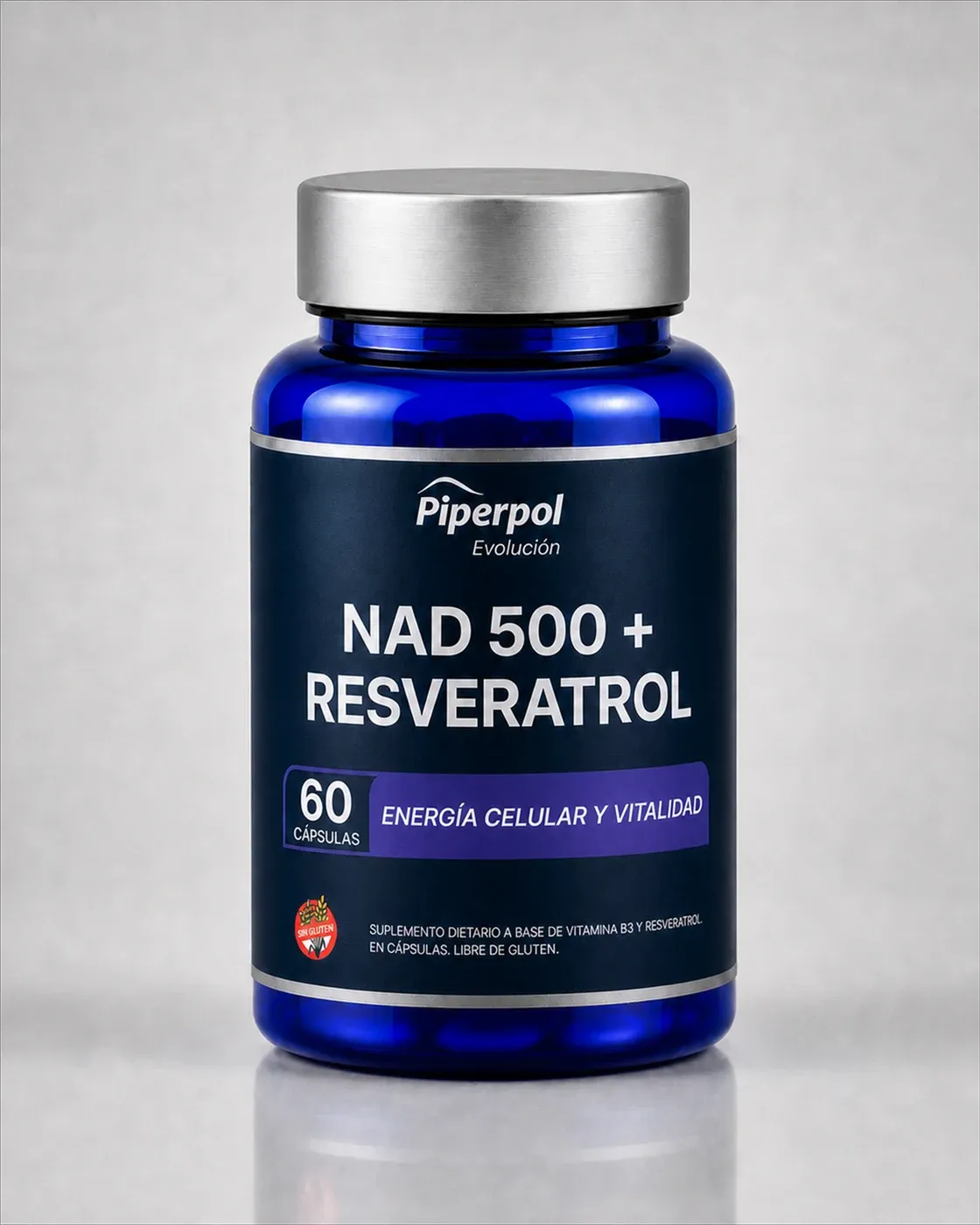 Envase de Precursor de NAD y Resveratrol, Piperpol Evolución