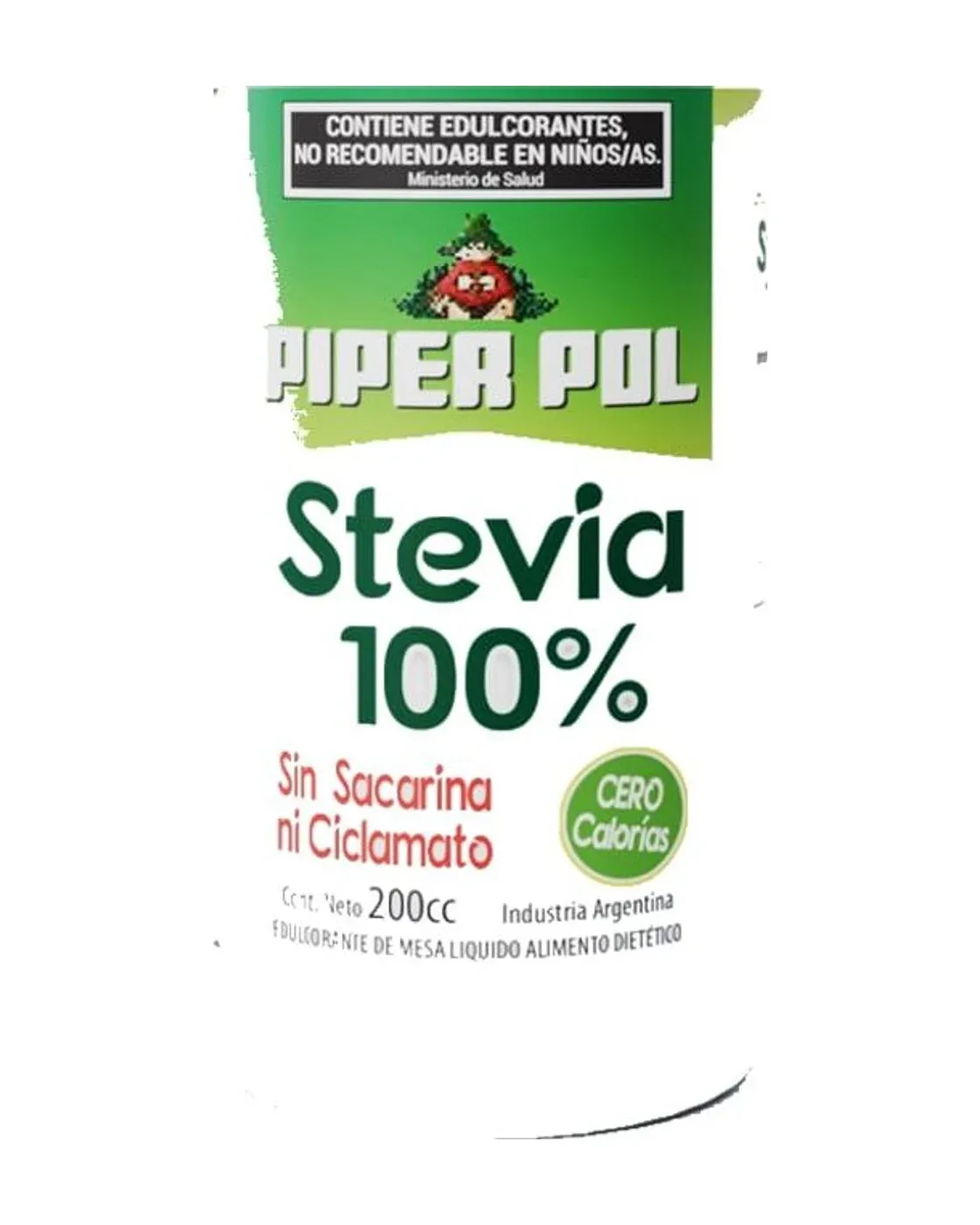 Envase de edulcorante liquido de Stevia 100%, Piperpol