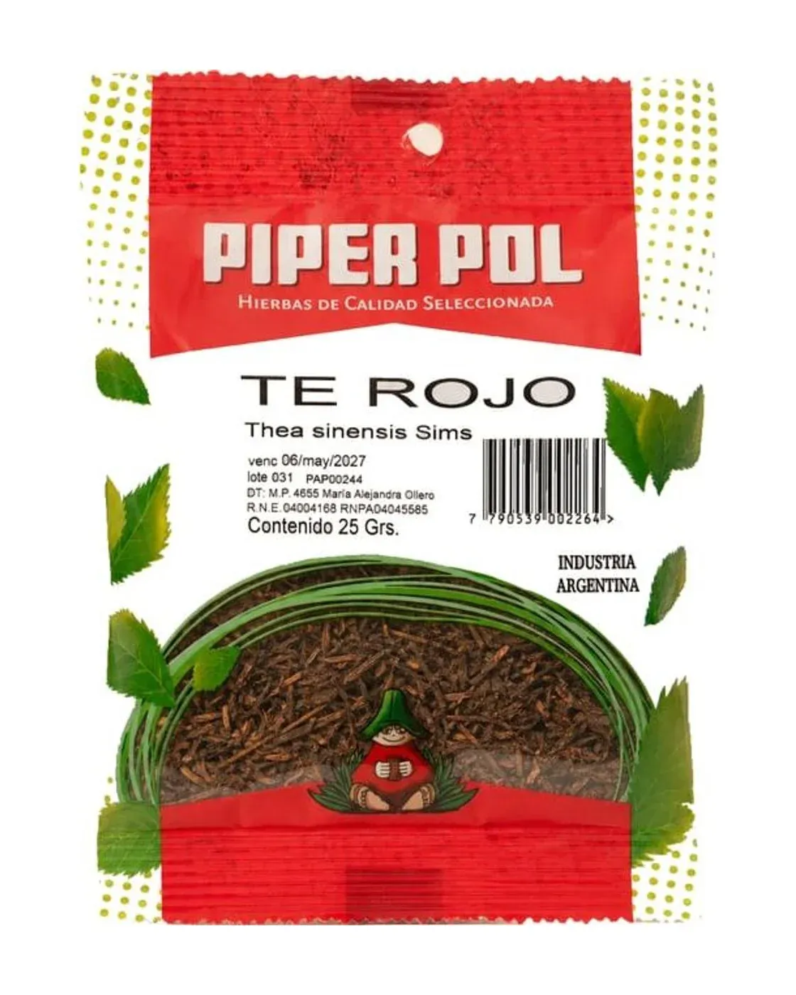 Envase de hierbas de Té Rojo, Piperpol