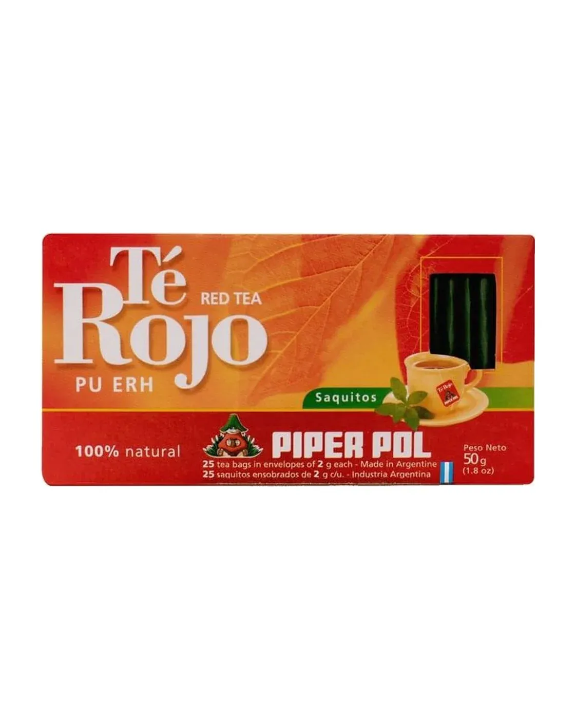 Envase de saquitos de Té Rojo, Piperpol