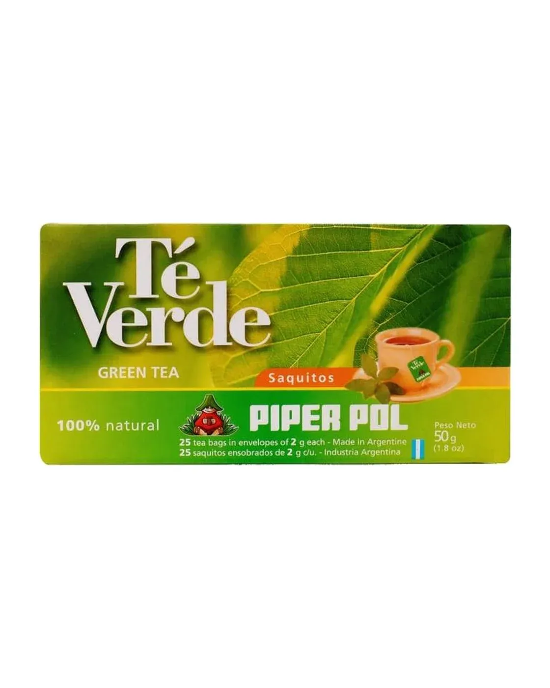 Envase de saquitos de Té Verde, Piperpol