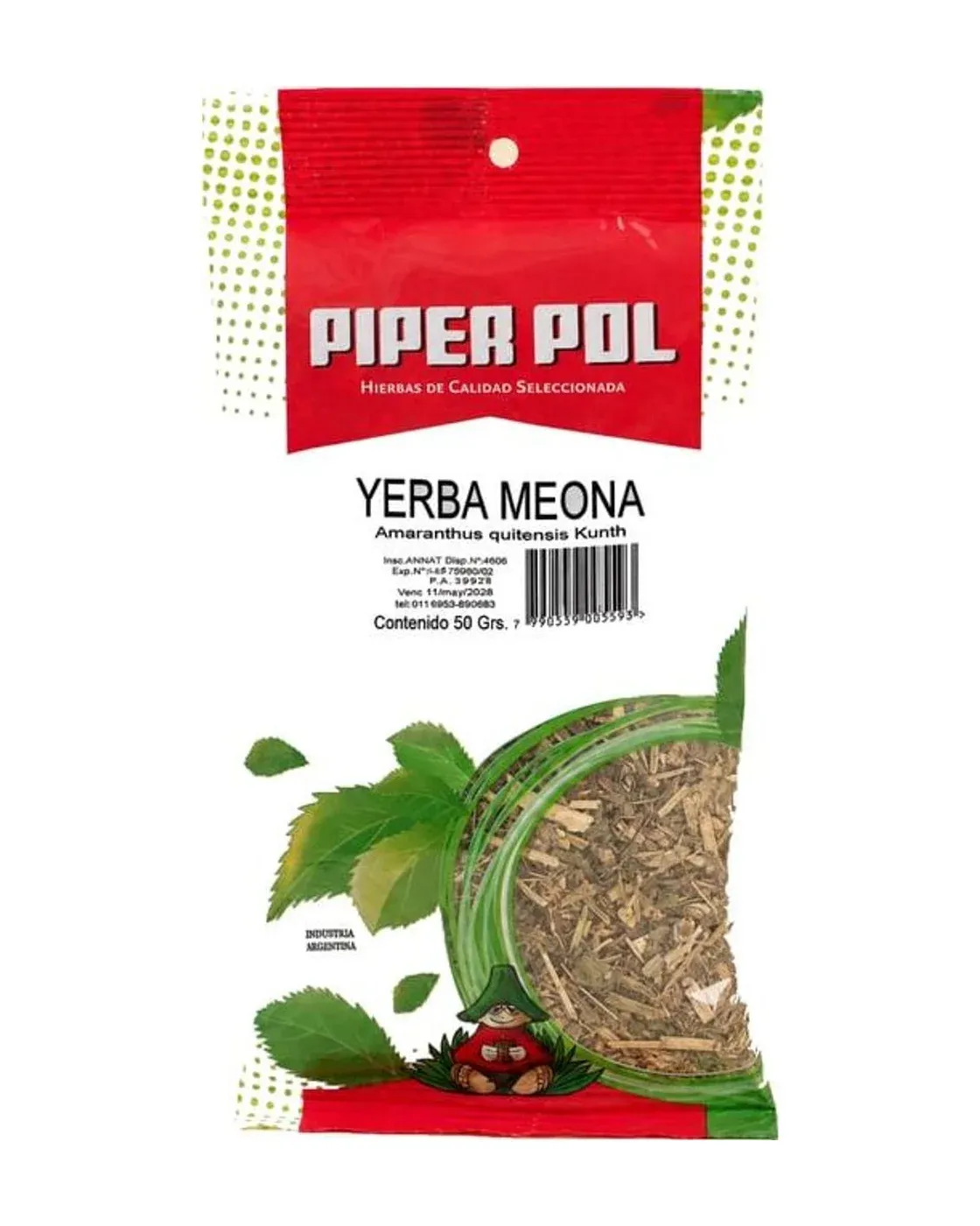 Envase de hierbas de Yerba Meona, Piperpol